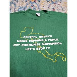Vintage 80's Central America Anti-Communist Reagan Political Graphic T-Shirt Med